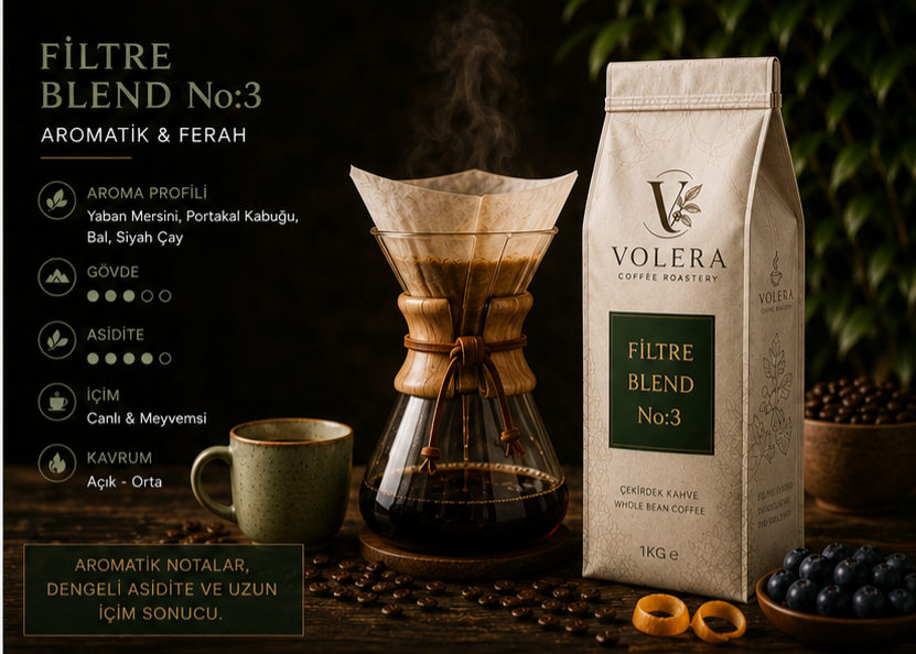 Volera Coffee Roastery – Filtre Çekirdek Kahve – Filtre Blend No.3 (1kg)